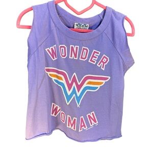 Junk Food Size 5 Girls Short TShirt No Sleeves Lavender Wonder Woman Girl Power